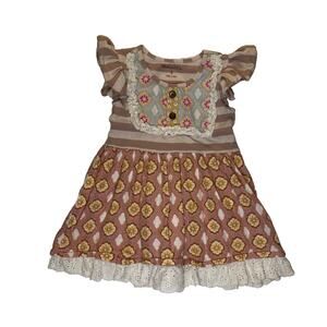 Mustard Pie size 5 Lennon Boutique Top/Cap Sleeves Shirt Stripes Ruffles cottage